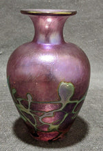 Load image into Gallery viewer, Vintage Signed Art Glass Vase - R. Hill - Iridescent Detail - 5 1/2&quot; High

