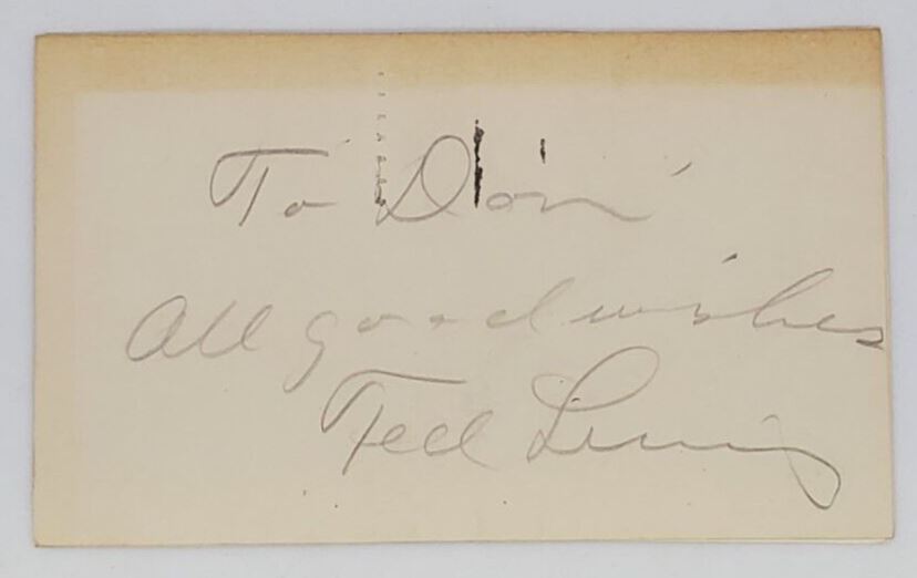 Hollywood Musician Ted Lewis Autographed Note