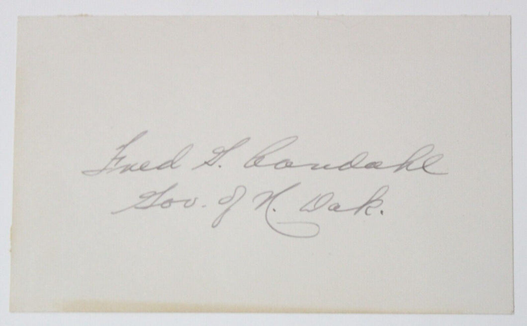 Fred George Aandahl Autographed Cut (Governor of North Dakota, 1945-1951)