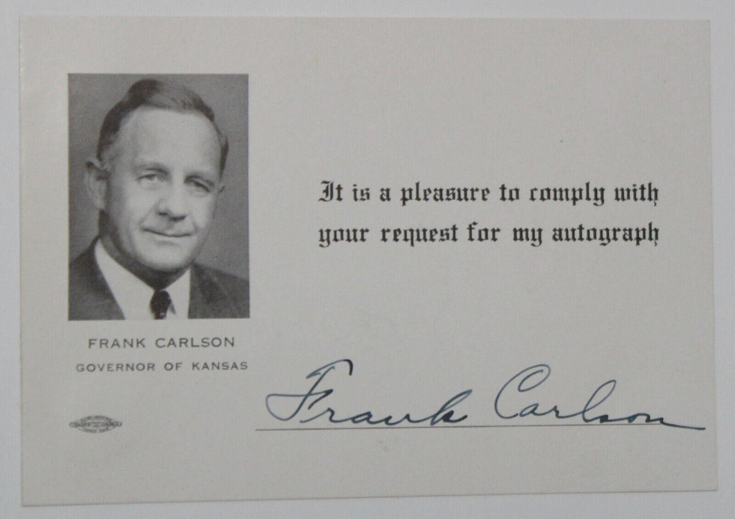 Frank Carlson Autograph (Governor of Kansas, 1947-1950)