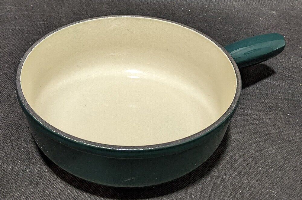 Green Enameled Cast Iron Sauce Pan - Made in France - No Lid