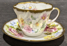 Load image into Gallery viewer, Vintage Queens Bone China Tea Cup &amp; Saucer - Gold Border, Floral Bouquet
