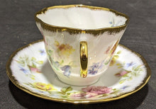 Load image into Gallery viewer, Vintage Queens Bone China Tea Cup &amp; Saucer - Gold Border, Floral Bouquet
