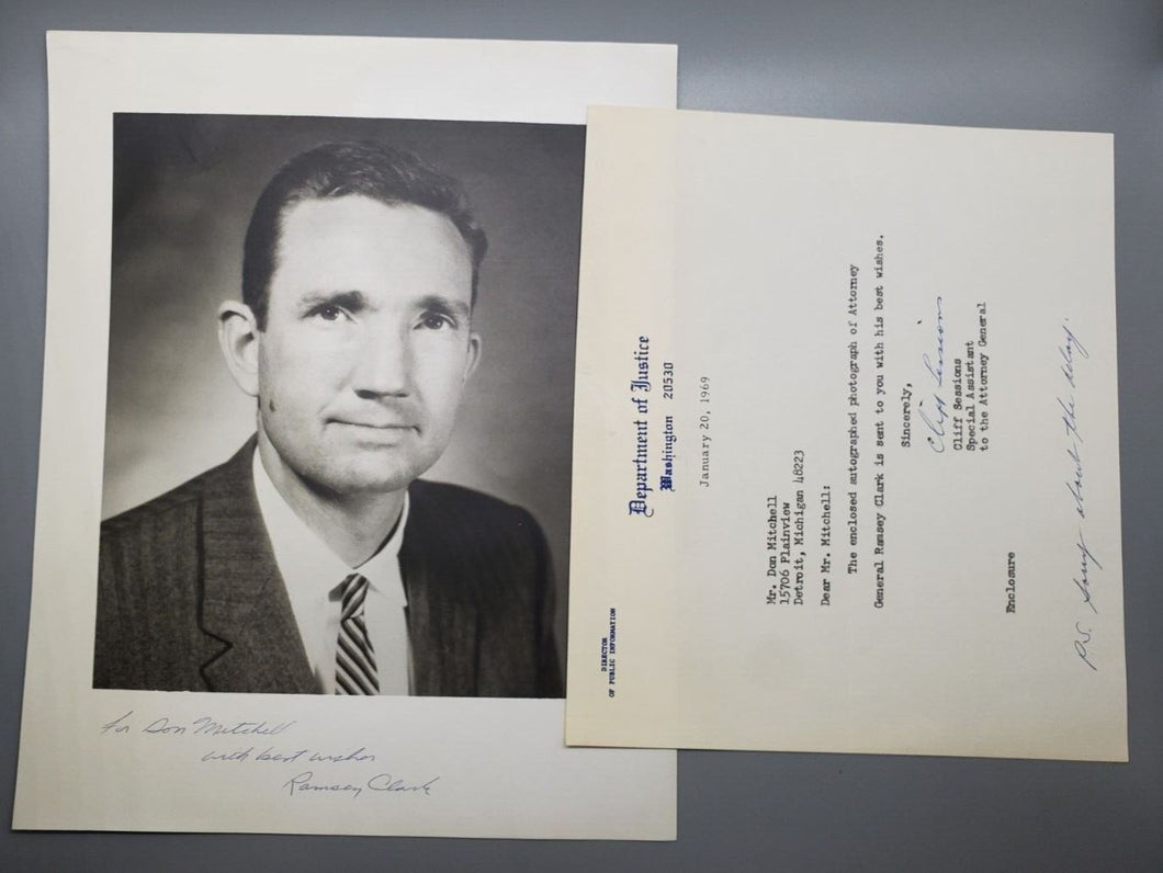 1969 Autographed Photograph Department of Justice Ramsey Clark Signed