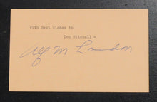 Load image into Gallery viewer, Alf M. Landon Autograph (Governor of Kansas, 1933-1937)
