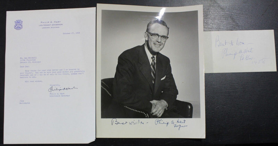 Philip A. Hart Autographs (Senator of Michigan, 1959-1976)