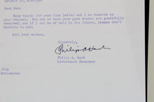 Load image into Gallery viewer, Philip A. Hart Autographs (Senator of Michigan, 1959-1976)
