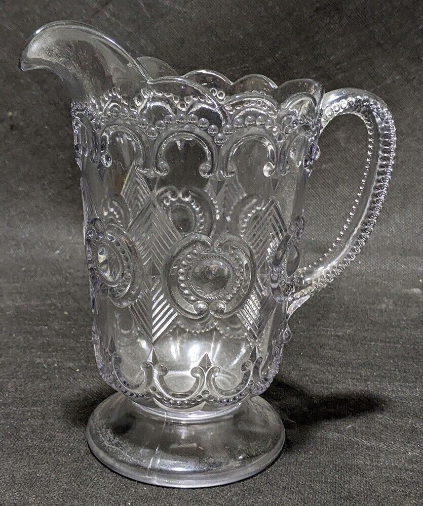 Vintage Pressed Glass Unmarked Water / Juice Pitcher - 7 3/4