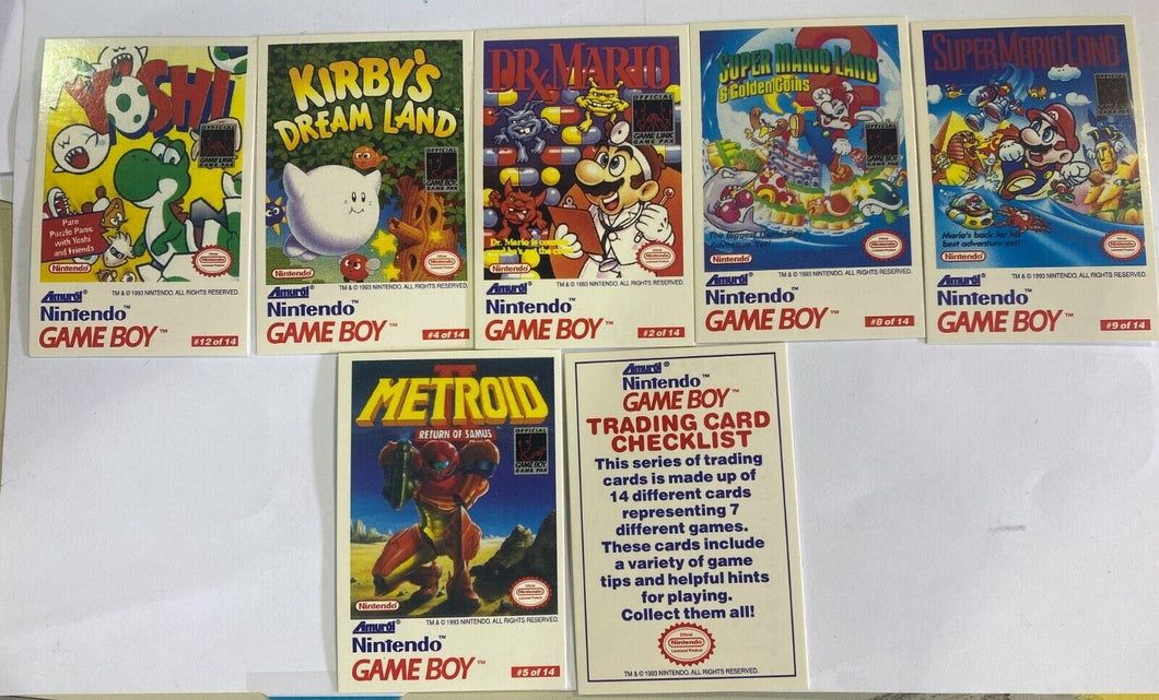 1993 Nintendo Gameboy Trading Cards checklist,2,4,5,8,9,12
