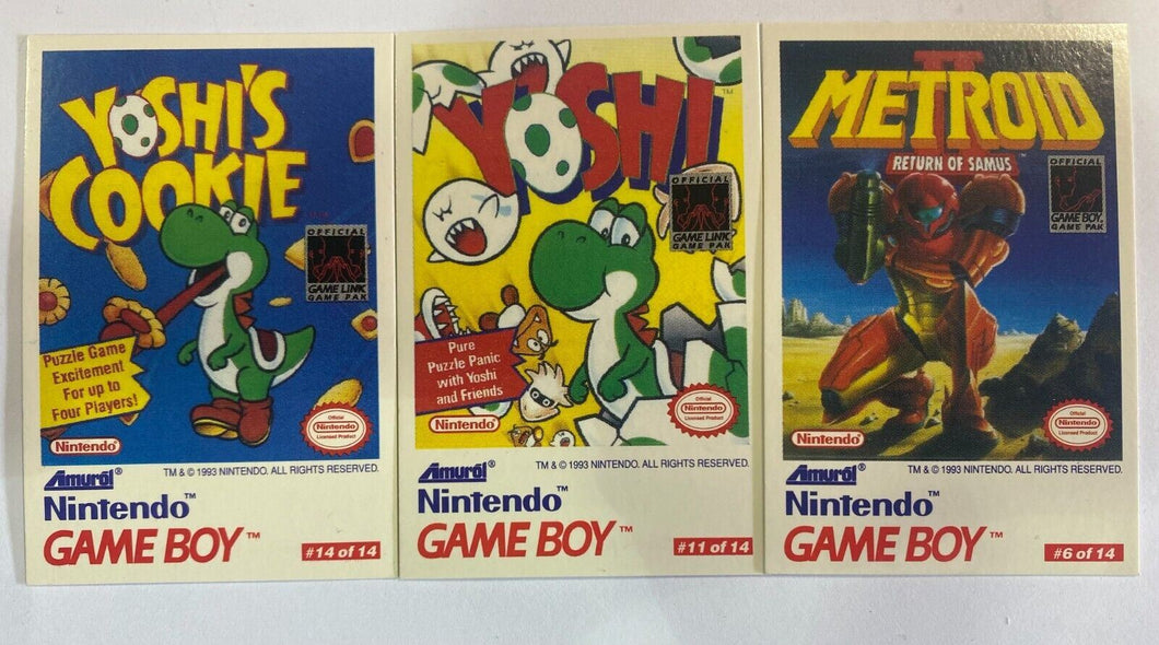 1993 Nintendo Gameboy Single Cards #6, #11, #14