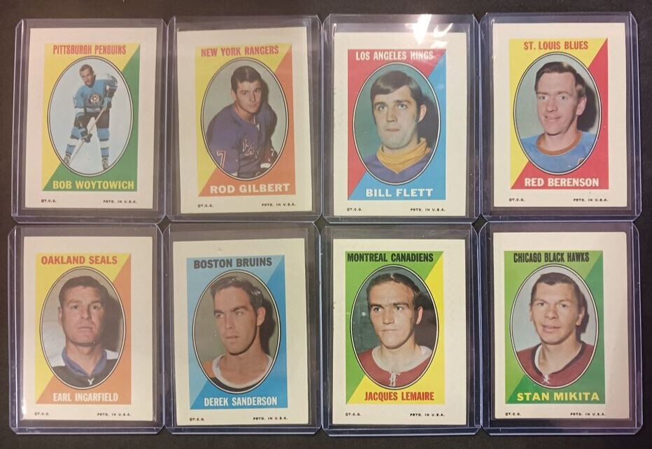 1970-71 TCG Hockey Vintage Sticker Card Lot (8 Sticker Cards)