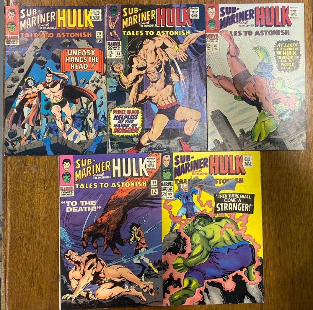 Marvel Comics Sub-Mariner and The Incredible Hulk Issue 76, 80,87,89,94