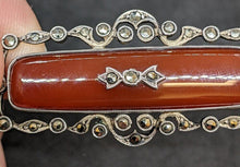 Load image into Gallery viewer, Vintage Sterling Silver Marquisate &amp; Carnelian Pin / Brooch
