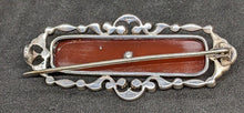 Load image into Gallery viewer, Vintage Sterling Silver Marquisate &amp; Carnelian Pin / Brooch
