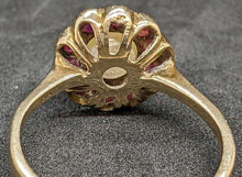 Load image into Gallery viewer, Vintage 9 Kt Yellow Gold Garnet &amp; Pearl Flower Ring - Size 7.5
