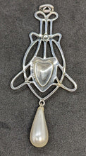 Load image into Gallery viewer, Sterling Silver Art Deco Pendant With Teardrop Pearl Drop
