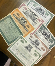 Load image into Gallery viewer, 7 Rare Stock Share Certificates of Different companies Lot #5
