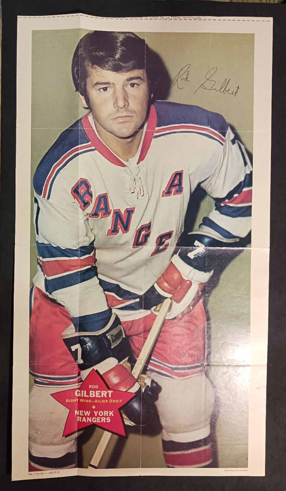 1971-72 O-Pee-Chee NHL Poster Rod Gilbert #7