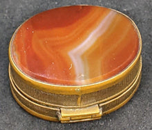 Load image into Gallery viewer, Vintage Carnelian Top &amp; Bottom Hinged Lid Pill Container
