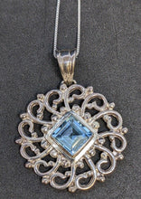 Load image into Gallery viewer, Sterling Silver &amp; Blue Stone Pendant on Chain - Stamped Nepal - 18&quot;
