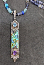 Load image into Gallery viewer, Sterling Silver Topaz, Amethst &amp; Shell Pendant by Sajean, With Beaded Chain

