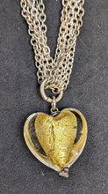 Load image into Gallery viewer, Sterling Silver Multi Strand Necklace With Murano Glass Heart Pendant
