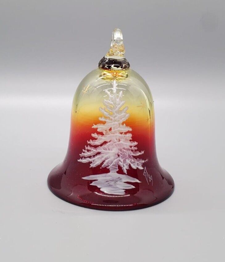 Painted Glass Bell Christmas Tree Ornament
