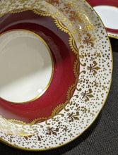 Load image into Gallery viewer, AYNSLEY Fine Bone China Tea Cup &amp; Saucer - Maroon With Gold Detail
