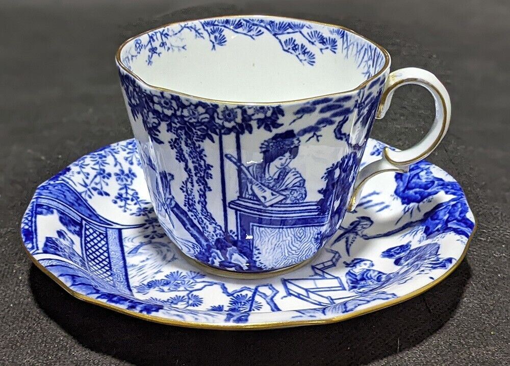 Royal Crown Derby Blue Mikado Bone China Tea Cup & Saucer