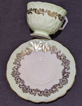 Load image into Gallery viewer, AYNSLEY Bone China Tea Cup &amp; Saucer - Soft Green &amp; Gold
