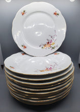 Load image into Gallery viewer, 12 Colditz Porcelain Dinner Plates, Floating Flower
