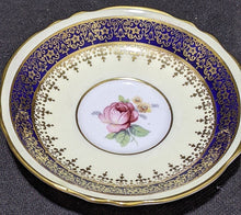 Load image into Gallery viewer, Double Warrant PARAGON Bone China Tea Cup &amp; Saucer - Cobalt, Rose Center

