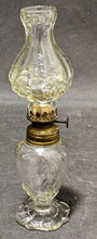 Load image into Gallery viewer, Vintage Pressed Glass Oil Lamp - As Is - Chip In Chimney - Brass Fittings
