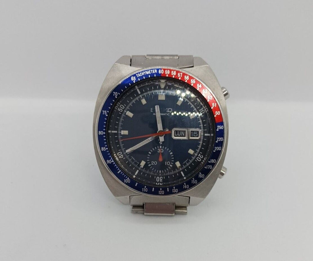 Vintage Seiko Pepsi Bezel Automatic Chronograph Blue Dial Men's Watch 6139-6005