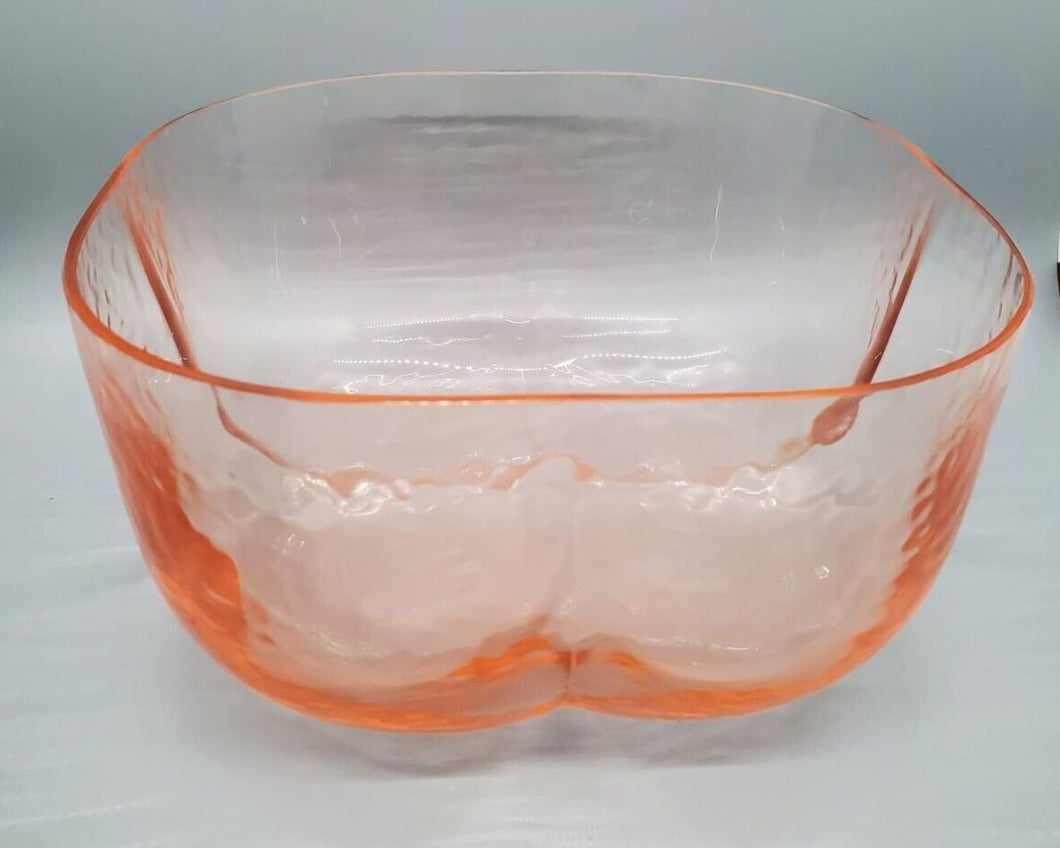 Arte Murano IceT Thin Tangerine Colored Glass Rounded Square Bowl