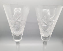 Load image into Gallery viewer, A Pair of Decorative Crystal White Wine Glasses, Cut Design
