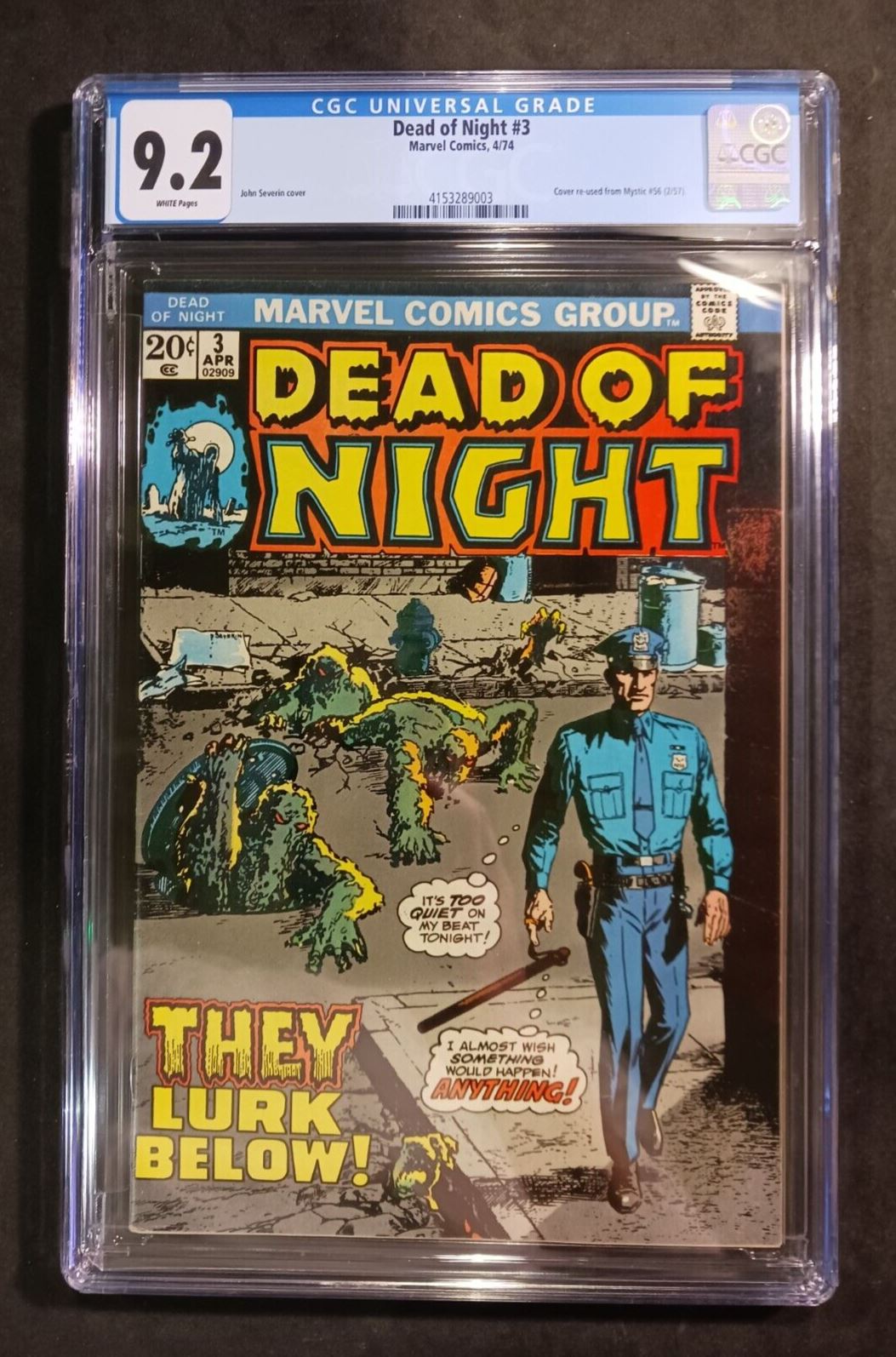 Dead of Night #3 Marvel Comics 1974 CGC 9.2 White Pages Serial #4153289003