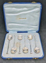 Load image into Gallery viewer, 6 Vintage Sterling Silver Demitasse Spoon Set- Straight Handle in Fitted Canteen
