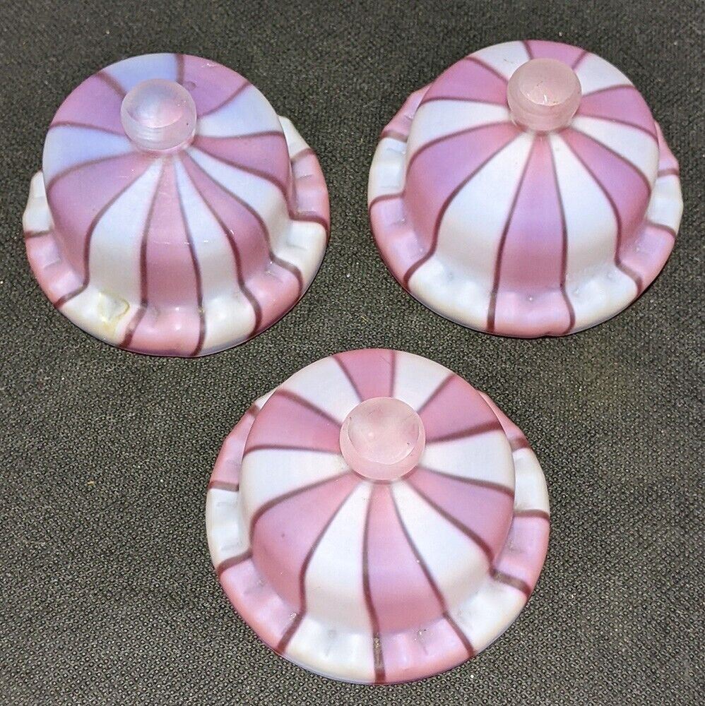 3 Candy Strip Glass Jar Lids / Toppers