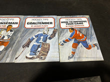 Load image into Gallery viewer, 1970 Hockey Tips Books for Forward, Defence, Goaltender, Improve your Game, VG

