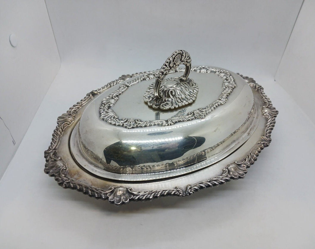 Antique Silver Plated Rideau Plate Entree Dish & Cover