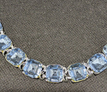 Load image into Gallery viewer, Light Blue Square Glass Stone Necklace With Silver Tone Chain
