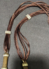 Load image into Gallery viewer, Heavy Brown &amp; Gold Detail Chain Necklace With Brown Cord
