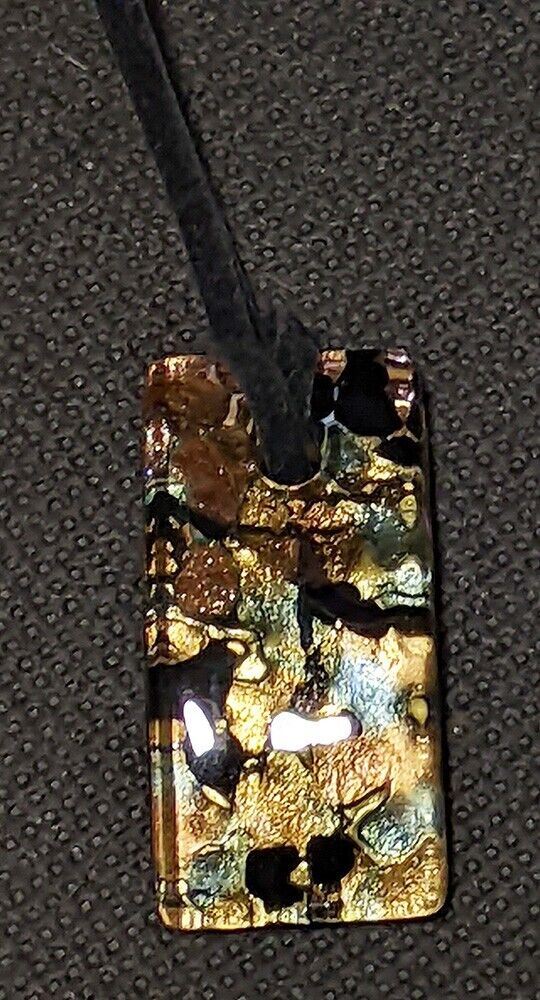 Copper, Gold & Teal Tone Murano Glass Pendant Necklace - 32