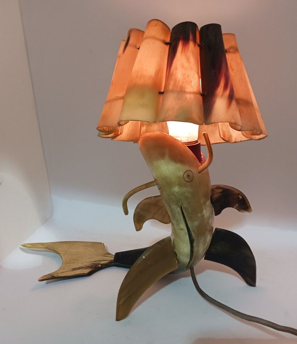 1980s Bone Fish Statue Electric Plug in Lamp (working)