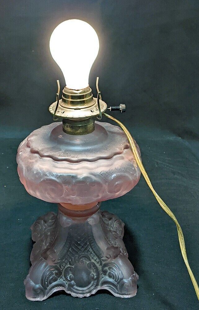 Vintage Pink Depression Glass Electrified Oil Lamp - No Chimney