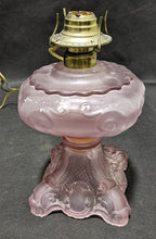 Load image into Gallery viewer, Vintage Pink Depression Glass Electrified Oil Lamp - No Chimney

