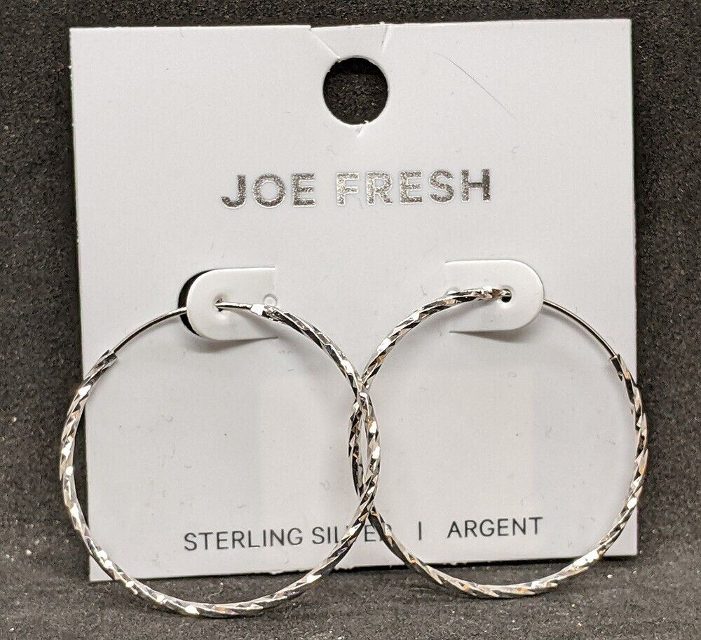 Sterling Silver Twisted Sleeper Style Hoop Earrings - Carded - 1.25
