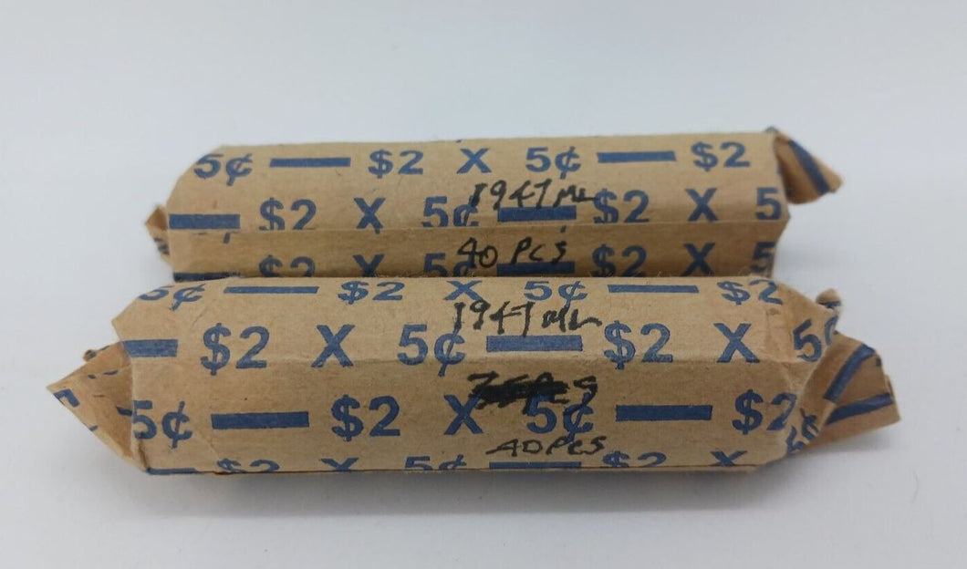 1947 ML Canadian Nickel Roll (Canada 5 cent) (40 coins per roll) x 2