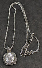 Load image into Gallery viewer, Silver Tone Chain &amp; Pendant With Pave Set Rhinestones - 16 - 18&quot;

